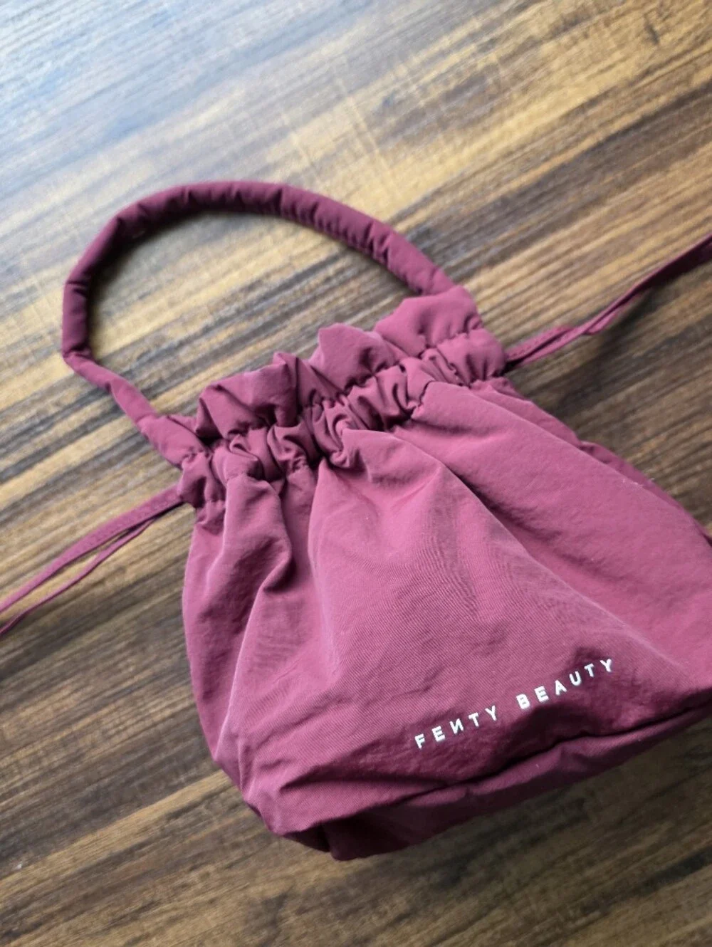 Fenty Beauty Makeup Drawstring Handbag — Burgundy
